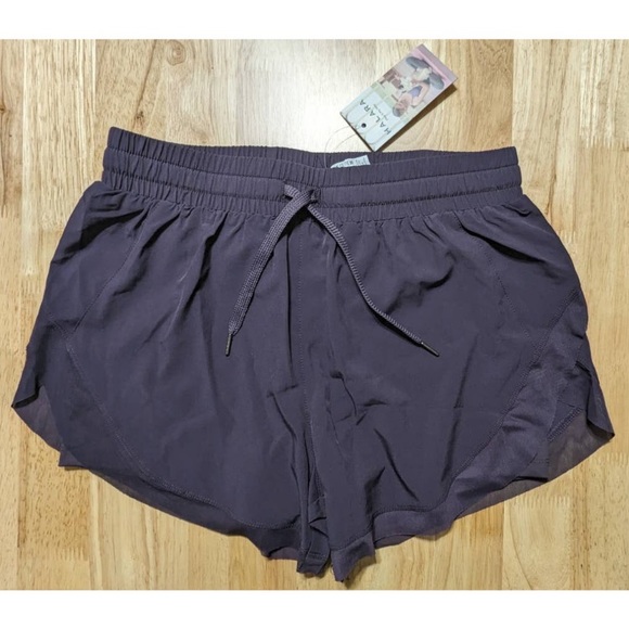HALARA Drawstring Flowy Contrast Mesh 2-in-1 Purple Shorts Size M - Picture 4 of 7